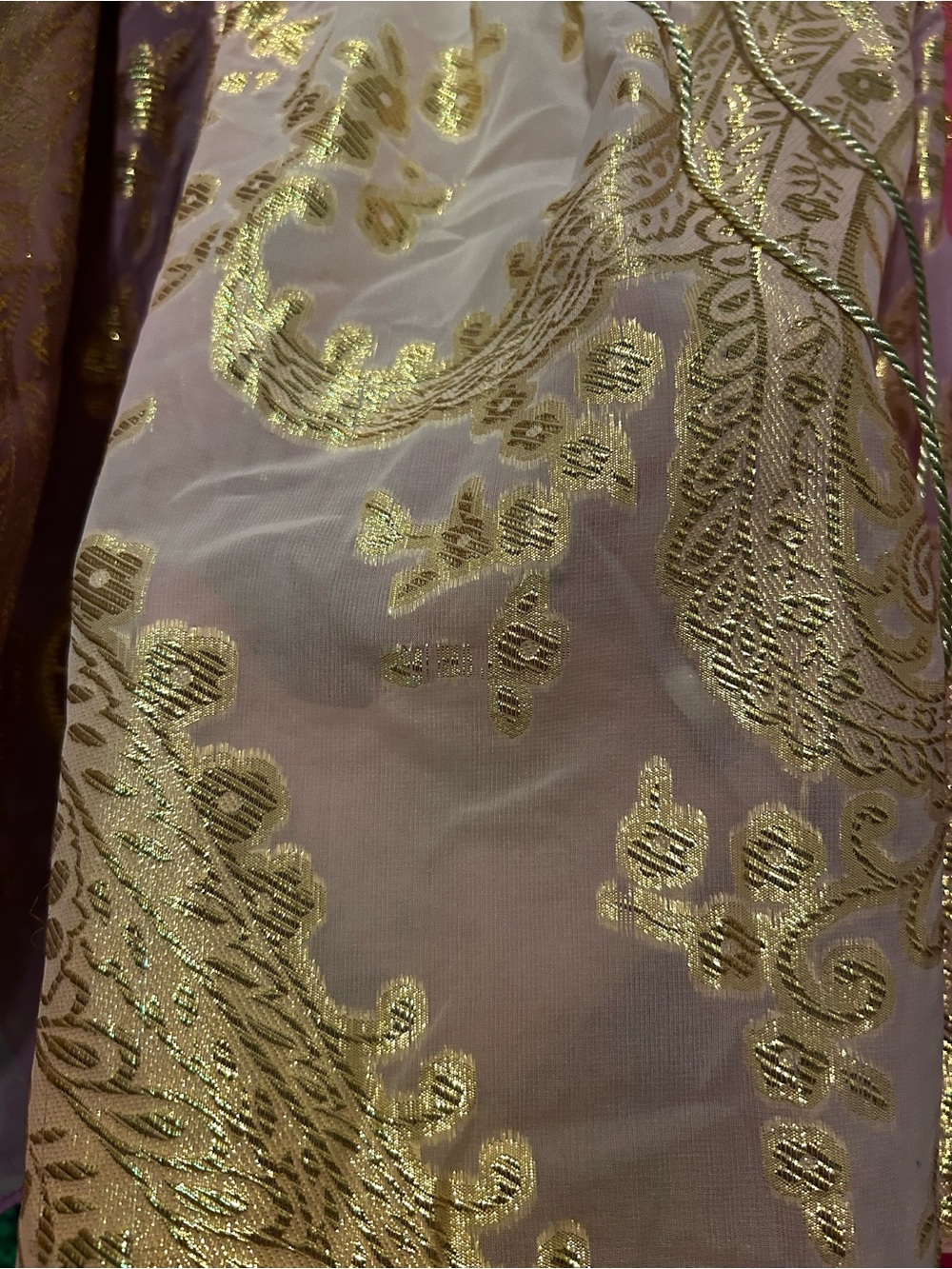 Embellished Pink and Gold V-Neck Tunic Top - Picture 4 of 5